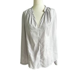 Current Air Gray Stripe V-Neck Blouse Women's Top Size Small | 3-13